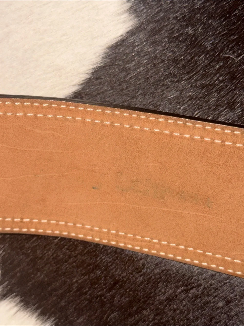 Henry Lehr Vintage Thick Black Leather Belt, size medium